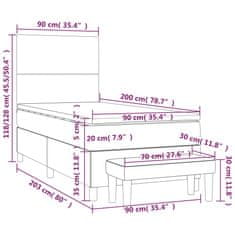 Petromila Box spring postel s matrací tmavě šedá 90x200 cm samet