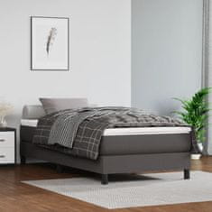 Greatstore Box spring postel s matrací šedá 90x200 cm umělá kůže