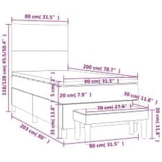 Petromila Box spring postel s matrací tmavě šedá 80 x 200 cm samet