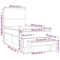 Petromila Box spring postel s matrací světle šedá 90x190 cm textil