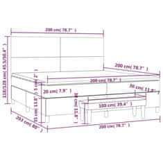 Vidaxl Box spring postel s matrací tmavě šedá 200x200 cm samet