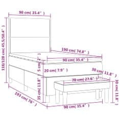 Petromila Box spring postel s matrací světle šedá 90x190 cm textil