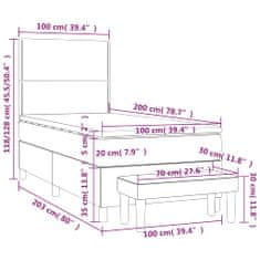 Petromila Box spring postel s matrací světle šedý 100 x 200 cm textil