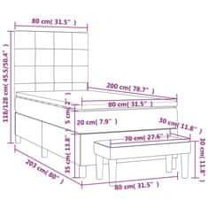 Vidaxl Box spring postel s matrací světle šedá 80 x 200 cm textil