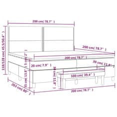 Greatstore Box spring postel s matrací tmavě šedá 200x200 cm textil