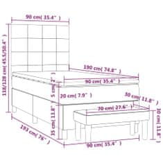 Petromila Box spring postel s matrací světle šedá 90x190 cm samet