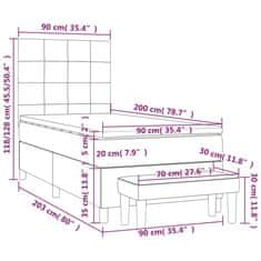 Petromila Box spring postel s matrací světle šedá 90x200 cm samet