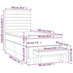 Petromila Box spring postel s matrací světle šedá 90x190 cm textil