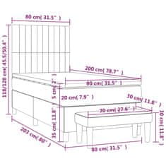 Petromila Box spring postel s matrací tmavě šedá 80 x 200 cm samet