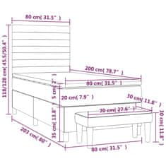 Greatstore Box spring postel s matrací tmavě šedá 80 x 200 cm samet