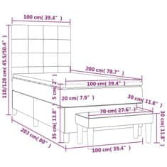 Petromila Box spring postel s matrací tmavě šedá 100 x 200 cm textil