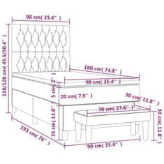 Petromila Box spring postel s matrací světle šedá 90x190 cm textil