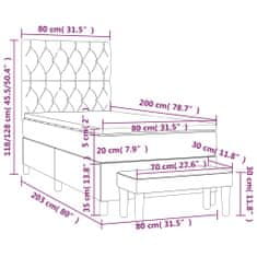 Vidaxl Box spring postel s matrací modrá 80x200 cm textil