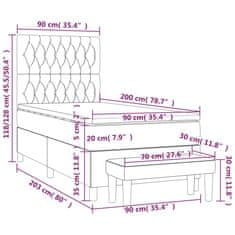 Greatstore Box spring postel s matrací světle šedá 90x200 cm samet