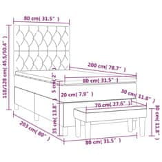 Petromila Box spring postel s matrací světle šedá 80 x 200 cm textil