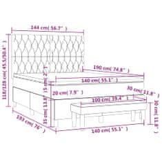 Petromila Box spring postel s matrací světle šedá 140x190 cm samet