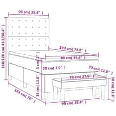 Petromila Box spring postel s matrací světle šedá 90x190 cm samet