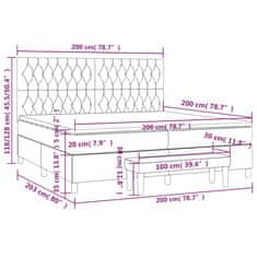 Petromila Box spring postel s matrací světle šedá 200x200 cm samet