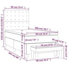 Petromila Box spring postel s matrací tmavě šedá 90x200 cm samet