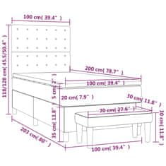 Petromila Box spring postel s matrací světle šedá 100x200 cm samet