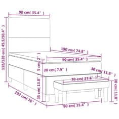 Petromila Box spring postel s matrací tmavě šedá 90x190 cm samet