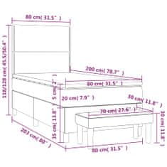 Petromila Box spring postel s matrací tmavě hnědá 80x200 cm textil