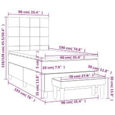 Petromila Box spring postel s matrací tmavě šedá 90x190 cm samet