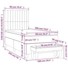 Petromila Box spring postel s matrací světle šedá 90x190 cm textil