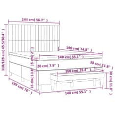 Vidaxl Box spring postel s matrací tmavě šedý 140 x 190 cm samet