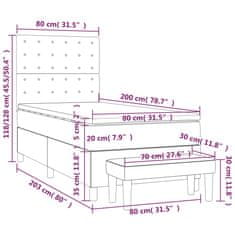 Petromila Box spring postel s matrací tmavě šedá 80 x 200 cm samet