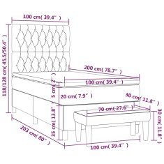 Greatstore Box spring postel s matrací tmavě modrá 100x200 cm samet