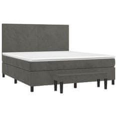 Greatstore Box spring postel s matrací tmavě šedá 180x200 cm samet