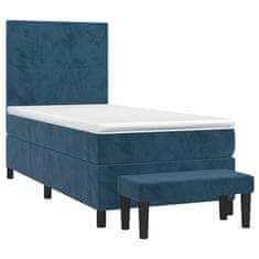 Greatstore Box spring postel s matrací tmavě modrá 90x200 cm samet