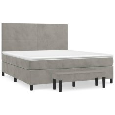 Greatstore Box spring postel s matrací světle šedá 160x200 cm samet