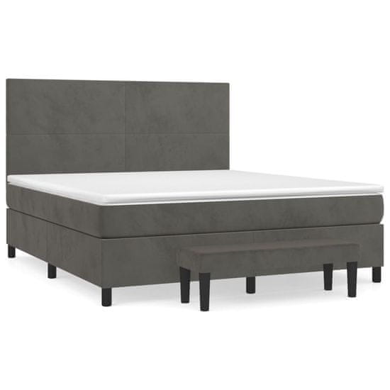 Vidaxl Box spring postel s matrací tmavě šedá 180x200 cm samet