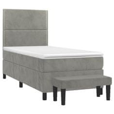 Greatstore Box spring postel s matrací světle šedá 90x190 cm samet