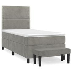 Vidaxl Box spring postel s matrací světle šedá 80 x 200 cm samet