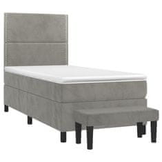 Greatstore Box spring postel s matrací světle šedá 80 x 200 cm samet