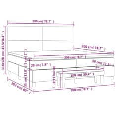 Greatstore Box spring postel s matrací světle šedá 200x200 cm samet