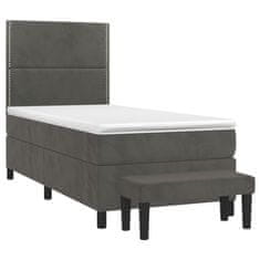 Greatstore Box spring postel s matrací tmavě šedá 100x200 cm samet