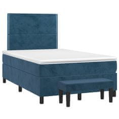 Greatstore Box spring postel s matrací tmavě modrá 120 x 200 cm samet