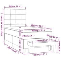 Petromila Box spring postel s matrací tmavě šedá 80 x 200 cm samet