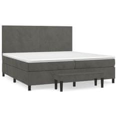 Greatstore Box spring postel s matrací tmavě šedá 200x200 cm samet