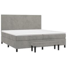 Greatstore Box spring postel s matrací světle šedá 200x200 cm samet