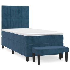 Vidaxl Box spring postel s matrací tmavě modrá 90x190 cm samet