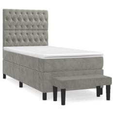 Greatstore Box spring postel s matrací světle šedá 80 x 200 cm samet