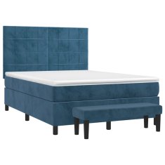 Petromila Box spring postel s matrací tmavě modrá 140x200 cm samet