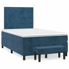 Greatstore Box spring postel s matrací tmavě modrá 120 x 200 cm samet