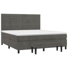 Greatstore Box spring postel s matrací tmavě šedá 160x200 cm samet