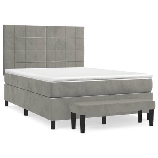 Vidaxl Box spring postel s matrací světle šedá 140x200 cm samet